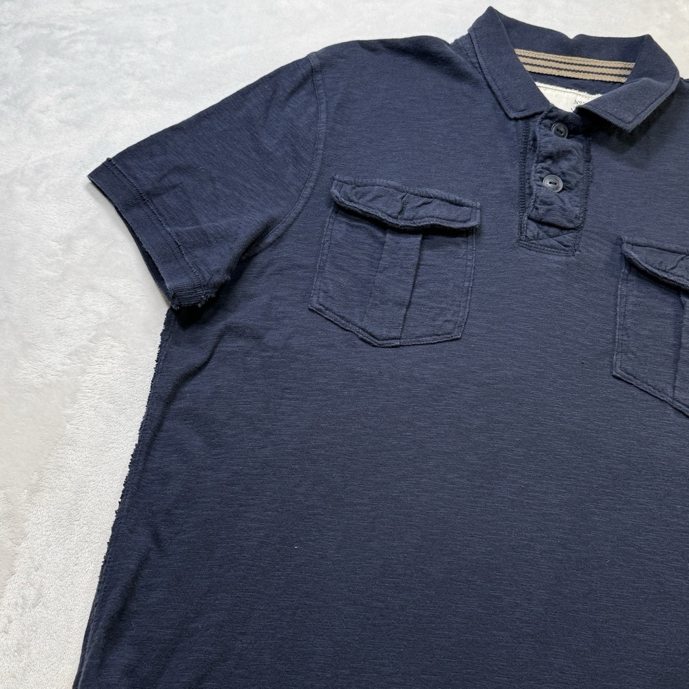 American Eagle Utility Polo Shirt Mens Large Blue‎ Double Pocket AEO - Picture 6 of 10